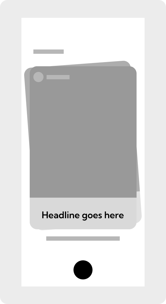 Wireframe: listed page with prompts shown one by one