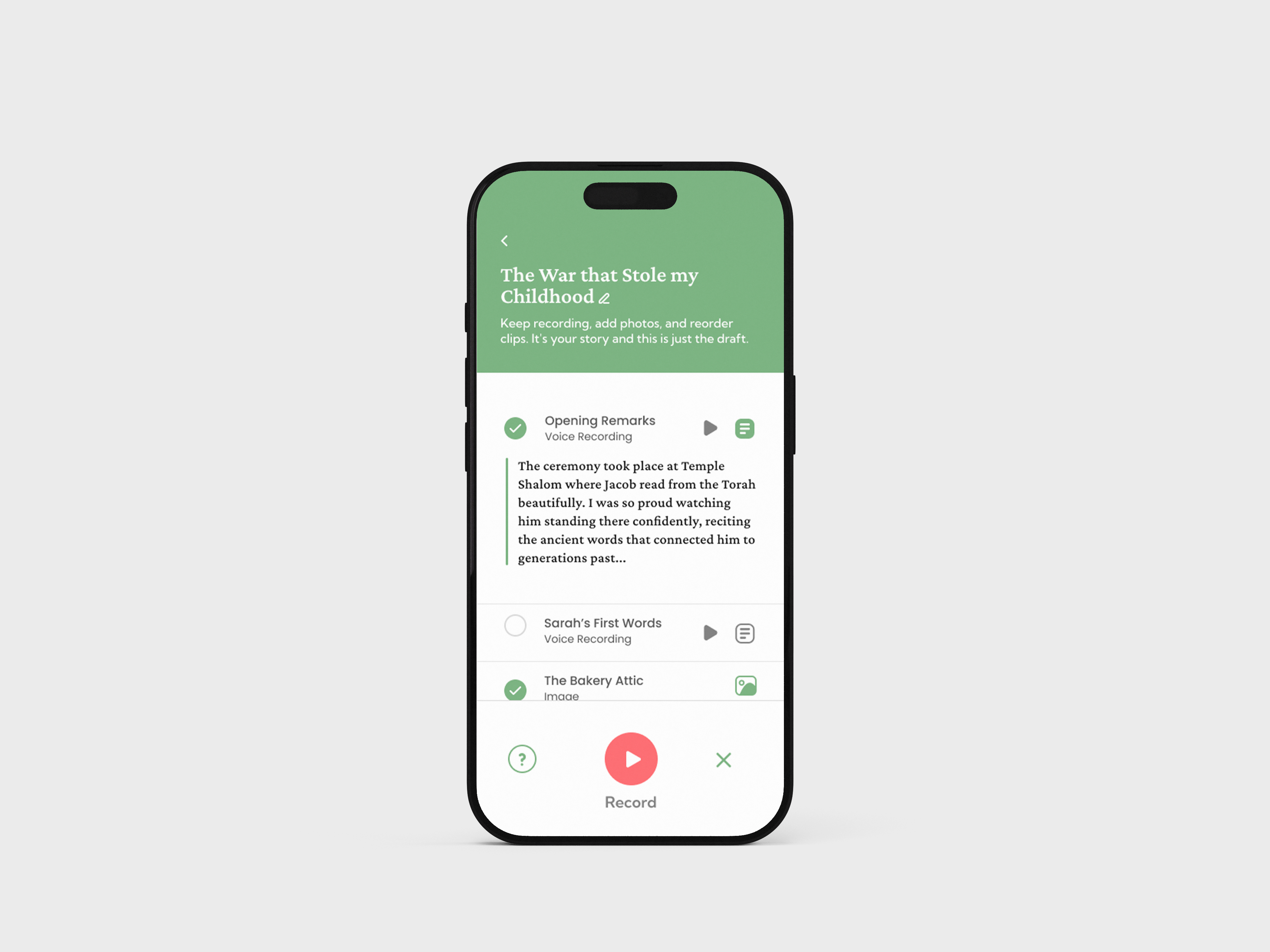 Recording screen