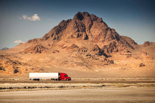 Semi-truck on a long rural highway